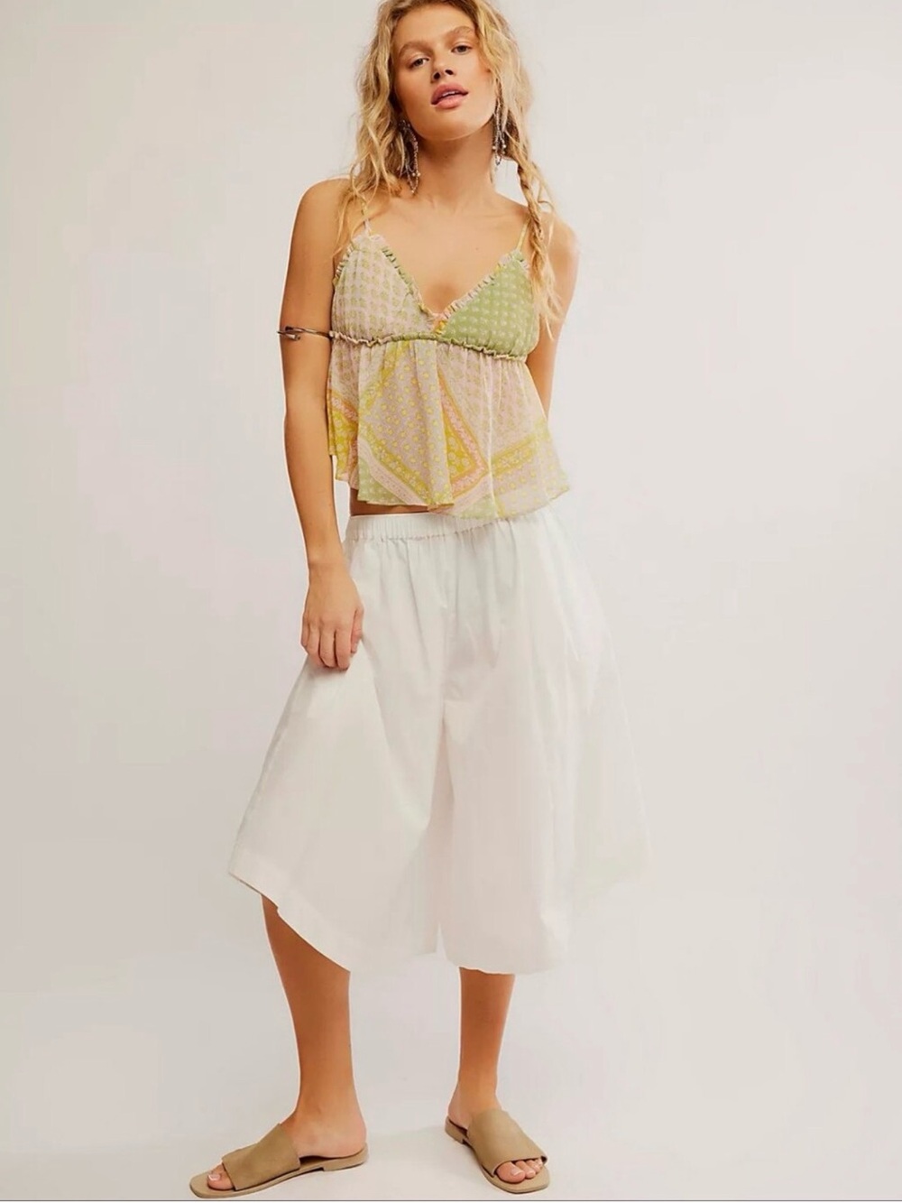 Free-est by Free People White Cropped Luca Culotte Shorts - Picture 7 of 11